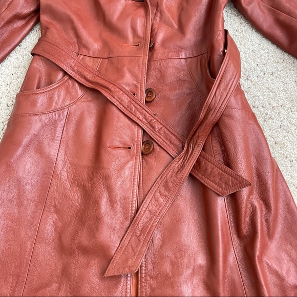 Vintage genuine leather rust trench coat women’s - Picture 13 of 13